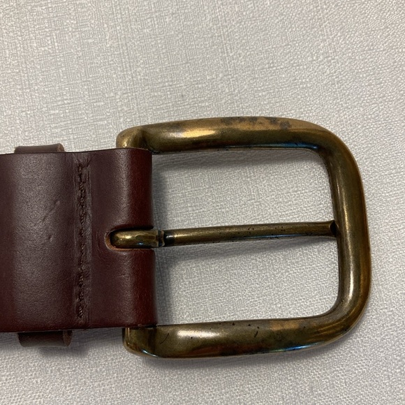 Fossil Womens Wide Leather Belt M Brown Brushed Brass Buckle Classic - Picture 8 of 8